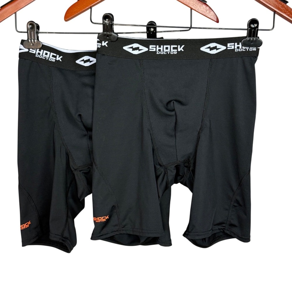 Shock Doctor Mens Compression Shorts Black Training Base Layer Small 2pk